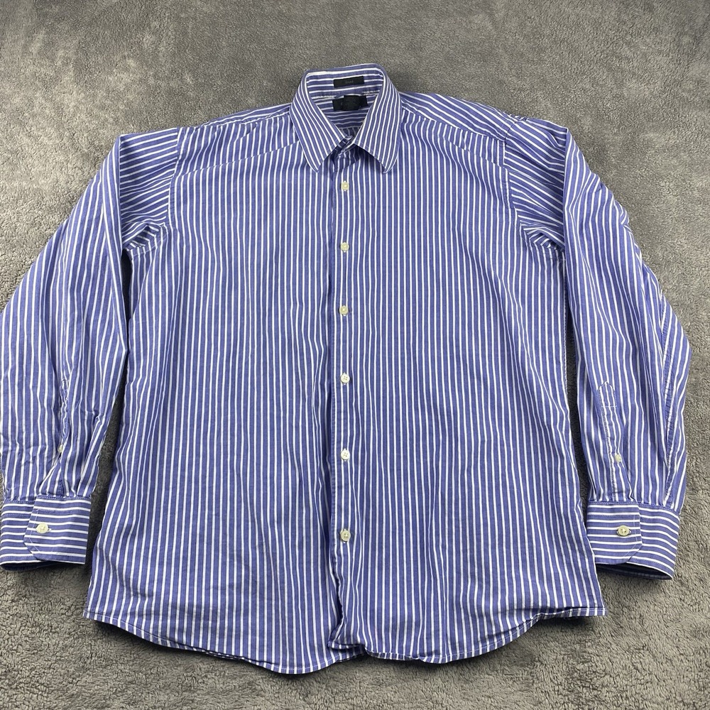Express Button Down Long Sleeve Shirt Mens XL Blue Striped Stretch